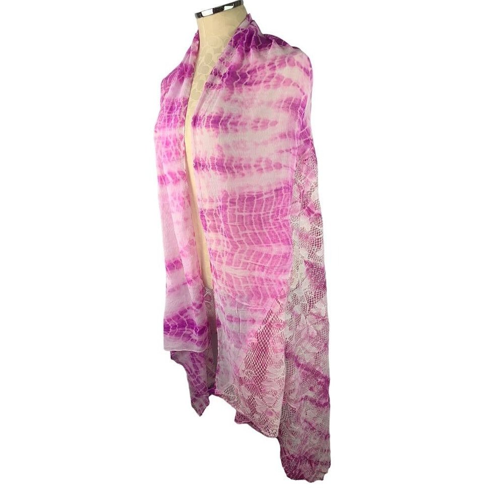 One‎ Size Curations Shawl Lace and Tie Dye Purple Pink New